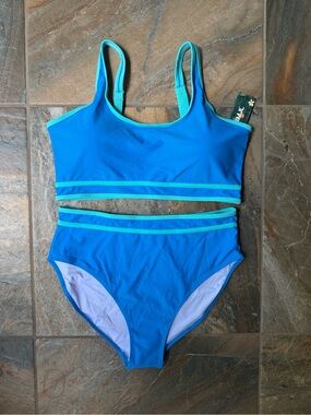 BMJL Women's High Waisted Bikini Set NWT Sporty Two Piece Swimsuits Color Block